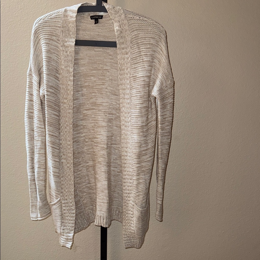 Express Cream Tan Marled Open-Front Knit Sweater Women’s Size XS